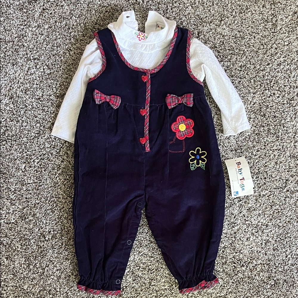 Vintage Baby Togs Embroidered Romper Set